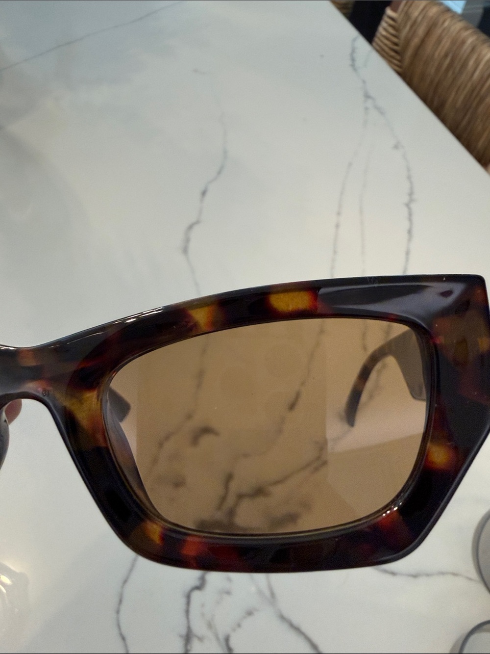 Miu Miu Style Tortoiseshell Sunglasses with Gold Logo Accents - Brown Lenses - Picture 3 of 6